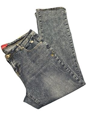 VTG Apple Bottoms Jeans Sz18 Flare Sandblasted Medium Wash Y2K Iconic